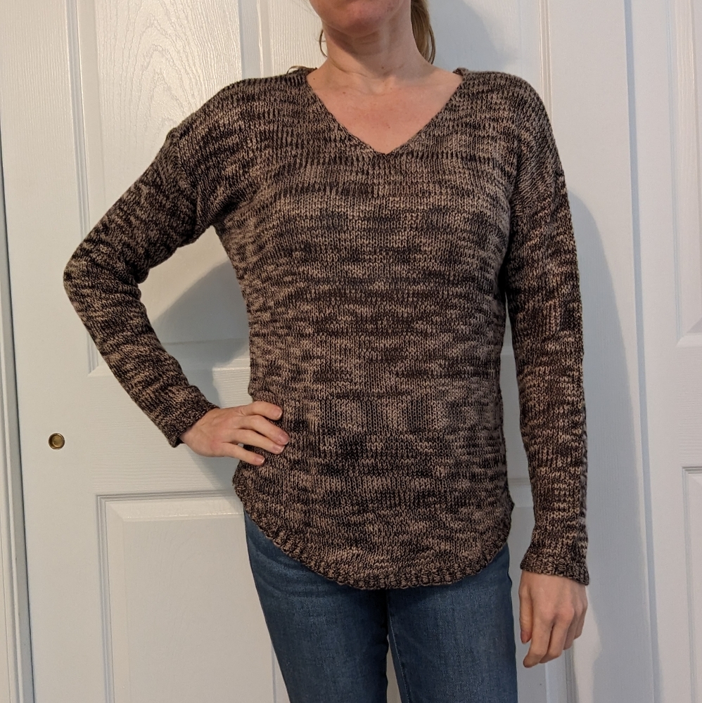 RD Style | Seth Slub Knit V-Neck Sweater | Brown | S
